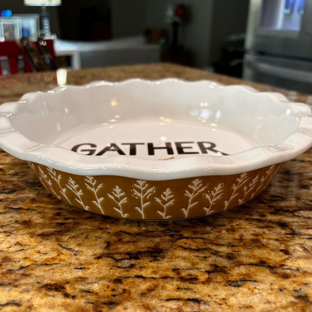 Threshold, “GATHER, Stoneware, Pie Dish for Autumn or Thanksgiving